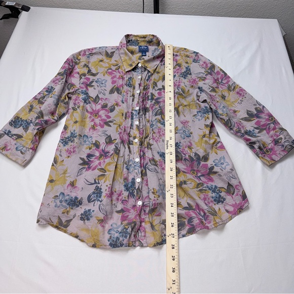 Izod 1937 Pink Floral Blouse with Yellow & Blue Accents - Picture 4 of 8